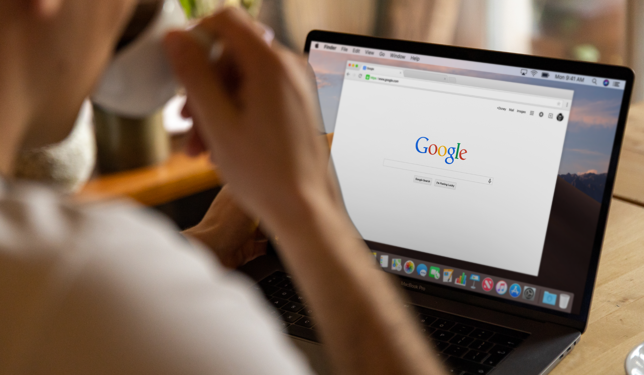 a laptop with Google search open