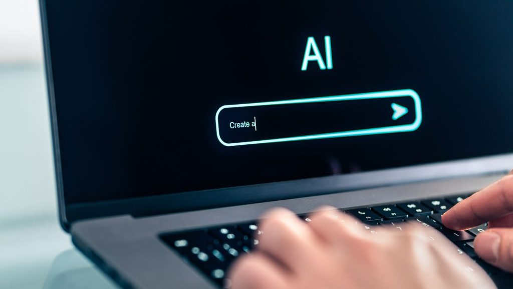 Someone asking a question on AI search showing how AI optimization is important